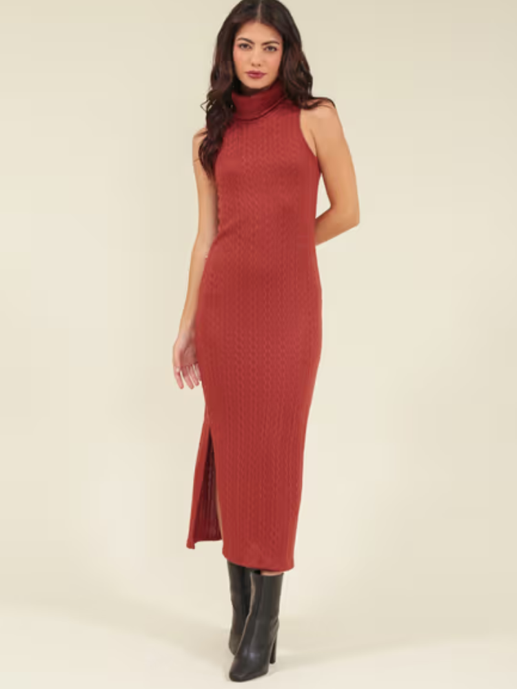 vestido midi terra cota com bota, moda outono