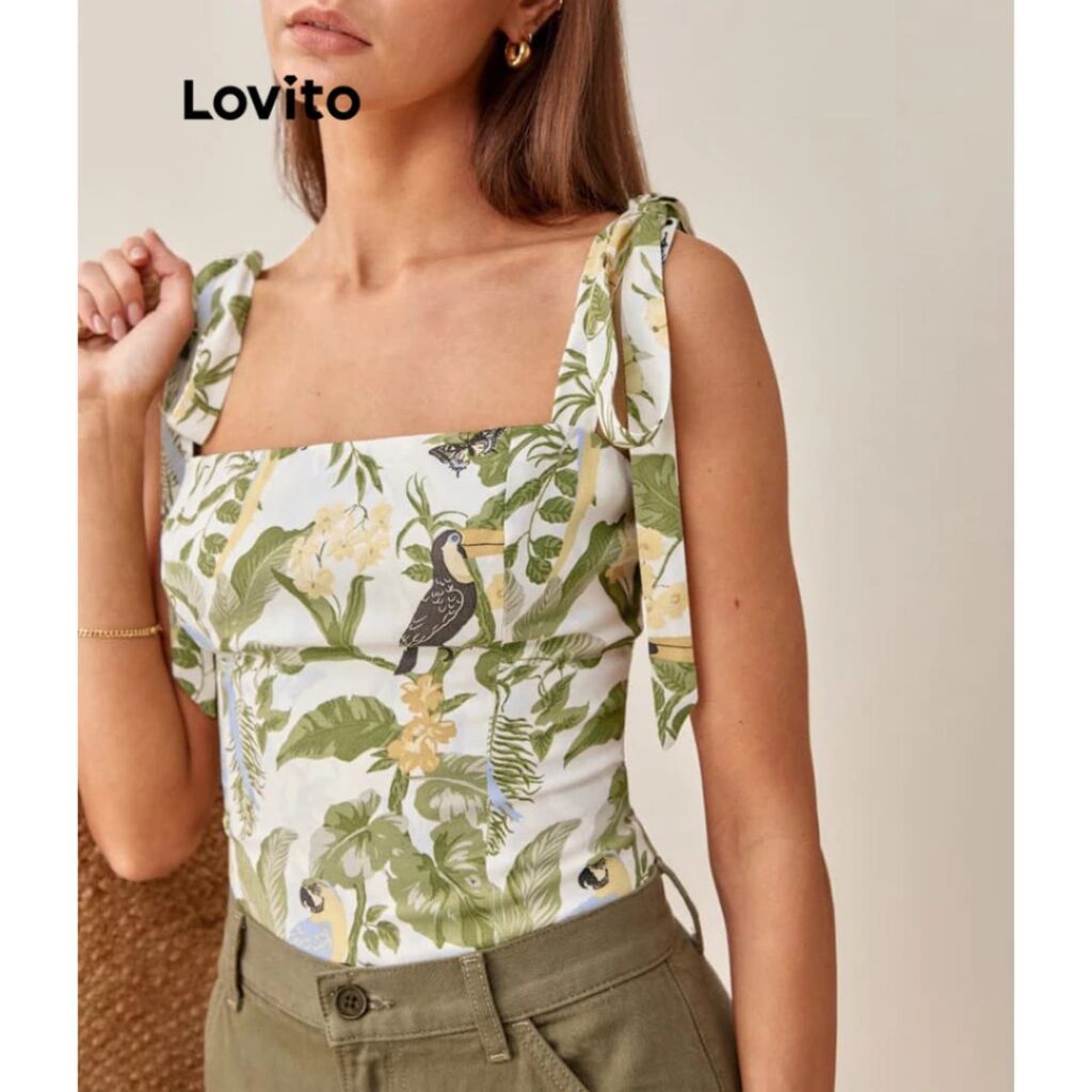 blusa elegante tropical