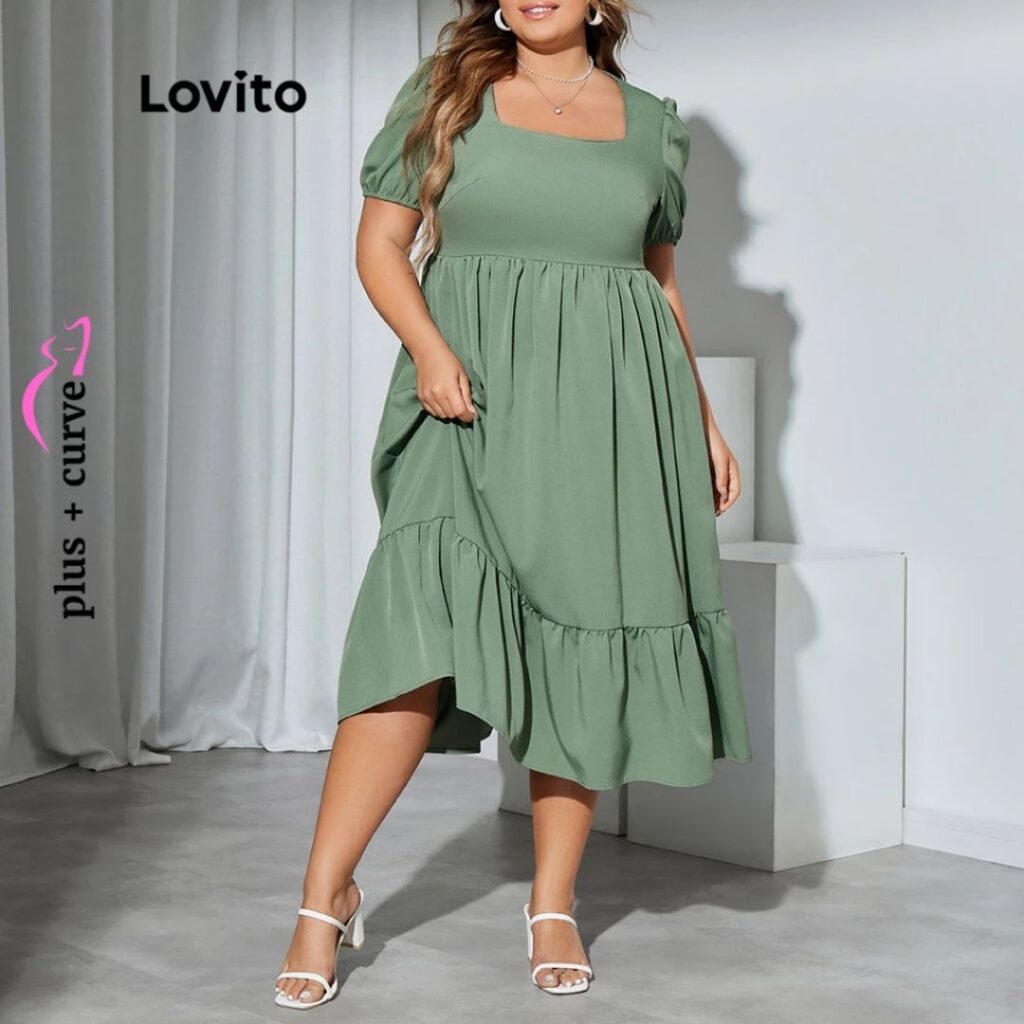 moda plus size vestido MONOCROMÁTICO