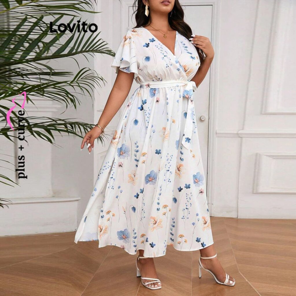 moda plus size vestido decote v