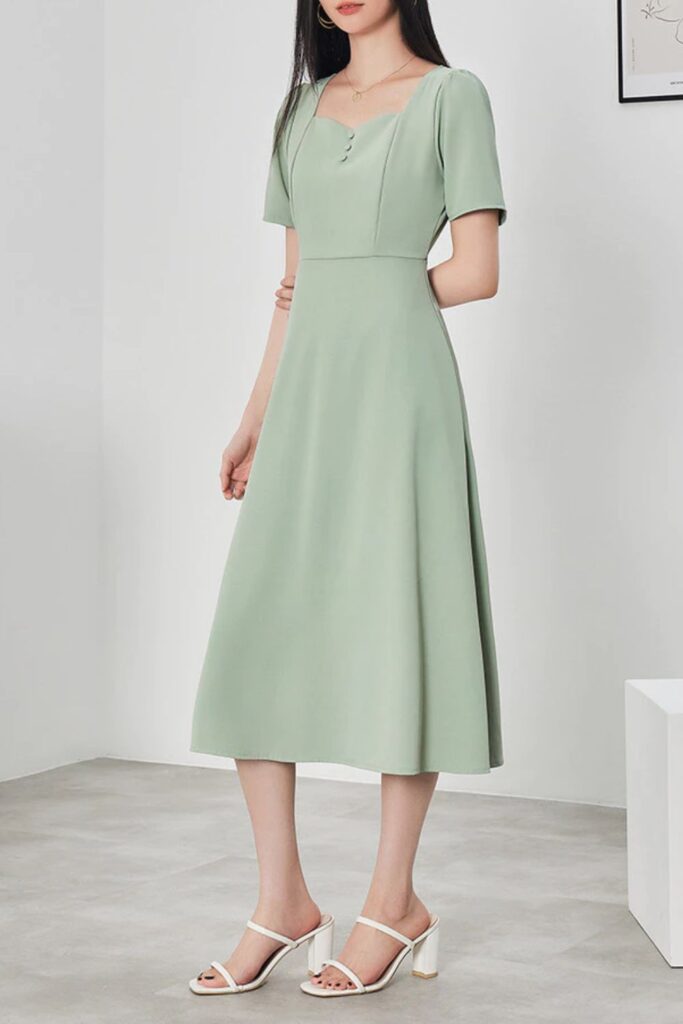 Como Combinar Verde - vestido verde liso elegante