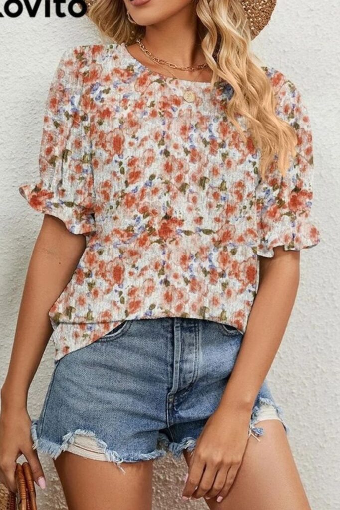 Como Usar Marrom - Blusa casual com estampa floral Ditsy