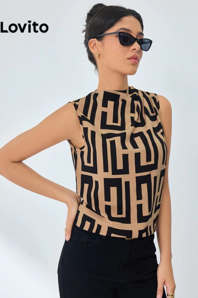 Como Usar Marrom - Blusa geométrica assimétrica elegante