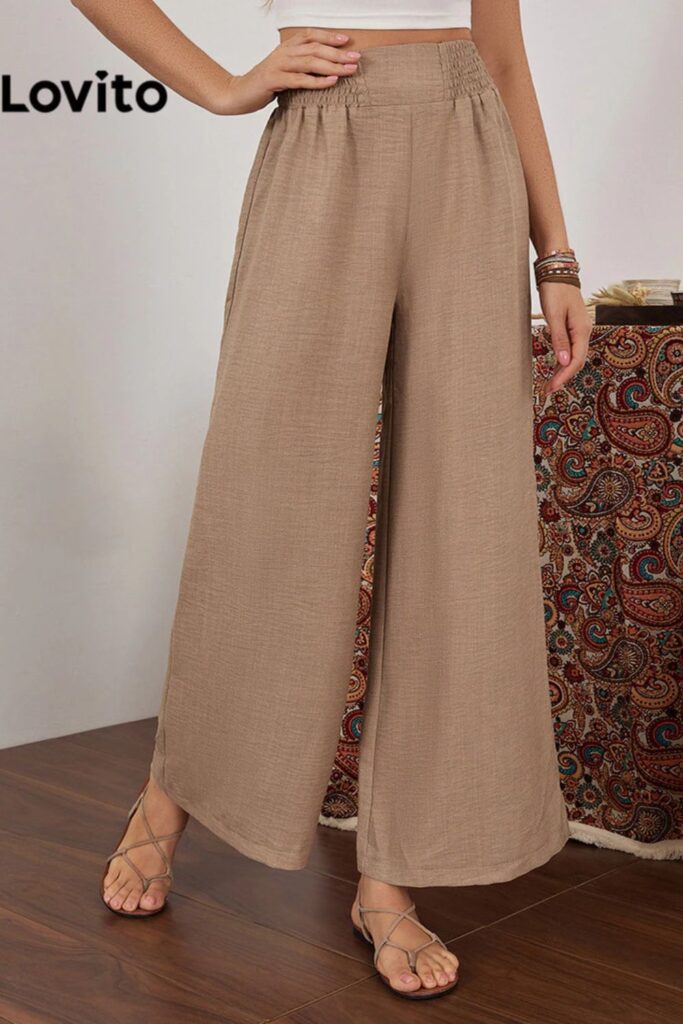 Como Usar Marrom - Calça Boho Plain Smocked