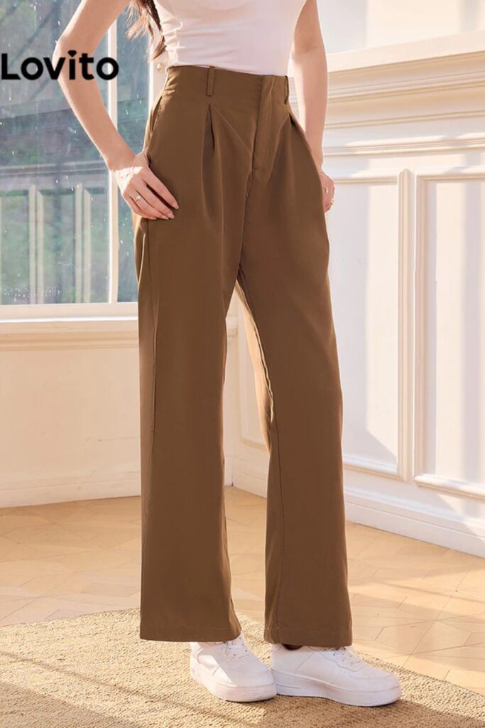Como Usar Marrom - Calças plissadas casuais lisas