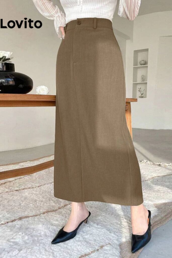 Como Usar Marrom - Saia casual lisa com bolso