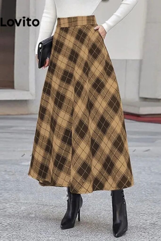 Como Usar Marrom - Saias casuais xadrez