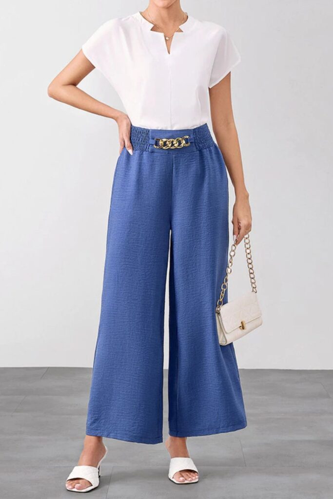 Como combinar azul - Calça elegante lisa