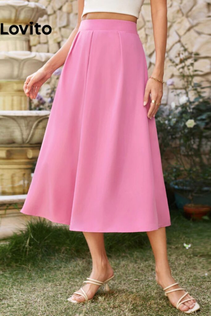 Como combinar rosa - Saia plissada simples elegante