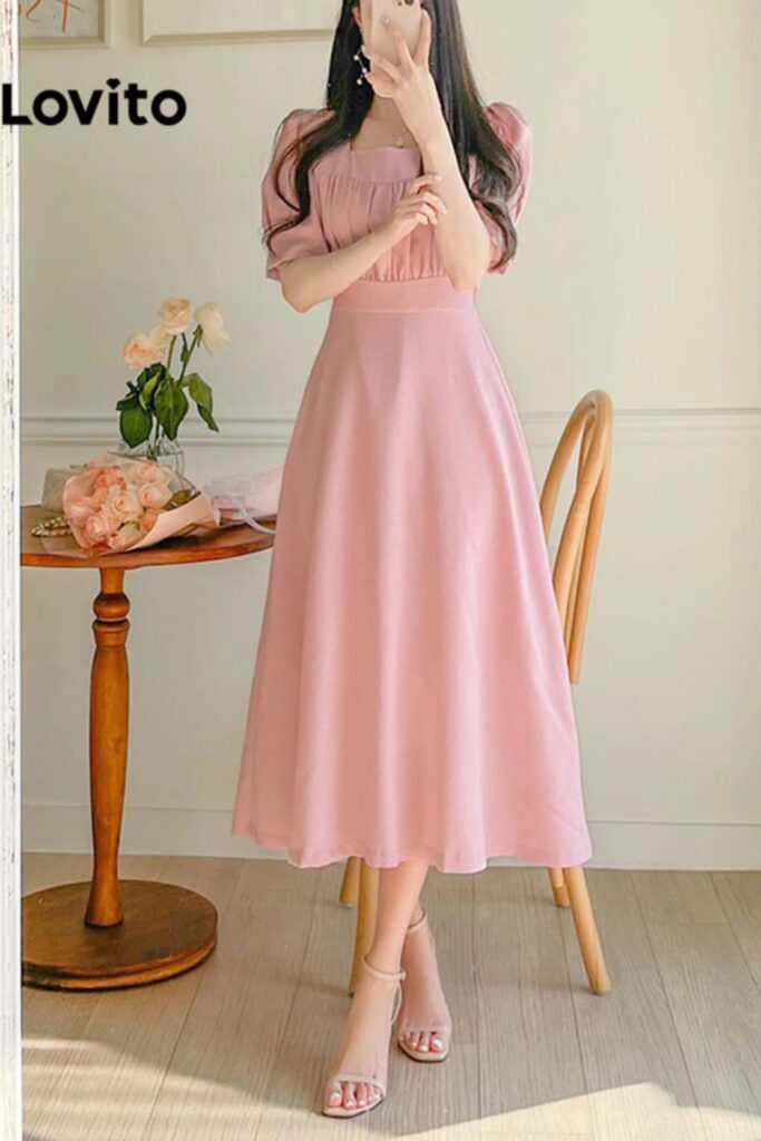 Como combinar rosa - Vestido Feminino Liso de Festa Drapeado