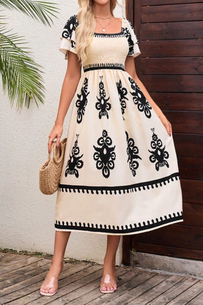 Como usar vestido midi - Vestido romântico com babados paisley