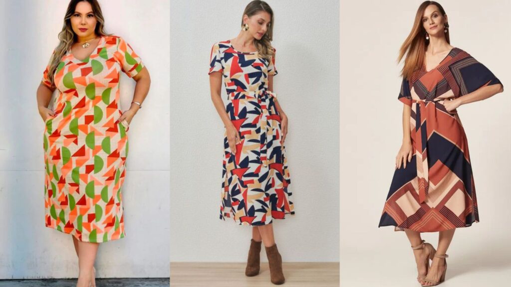 Como usar vestido midi - estampa geométrica Como usar vestido midi - estampa geométrica