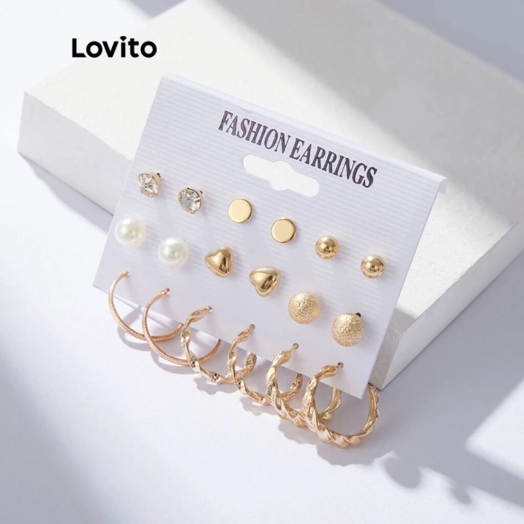 9 Pçs Brinco Elegante de Borboleta com Glitter Strass e Pérolas