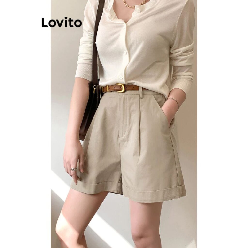 Shorts Feminino Liso com Zíper