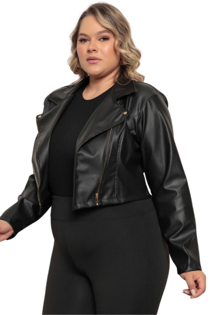 Jaqueta Feminina Couro Sintético Plus Size