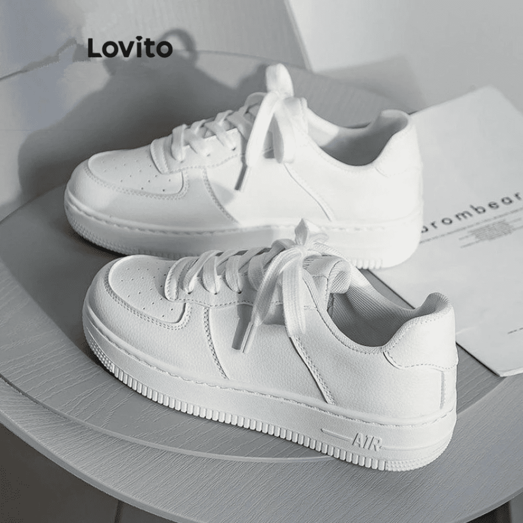 Sapatos esportivos lisos com cadarço Sapatos esportivos lisos com cadarço