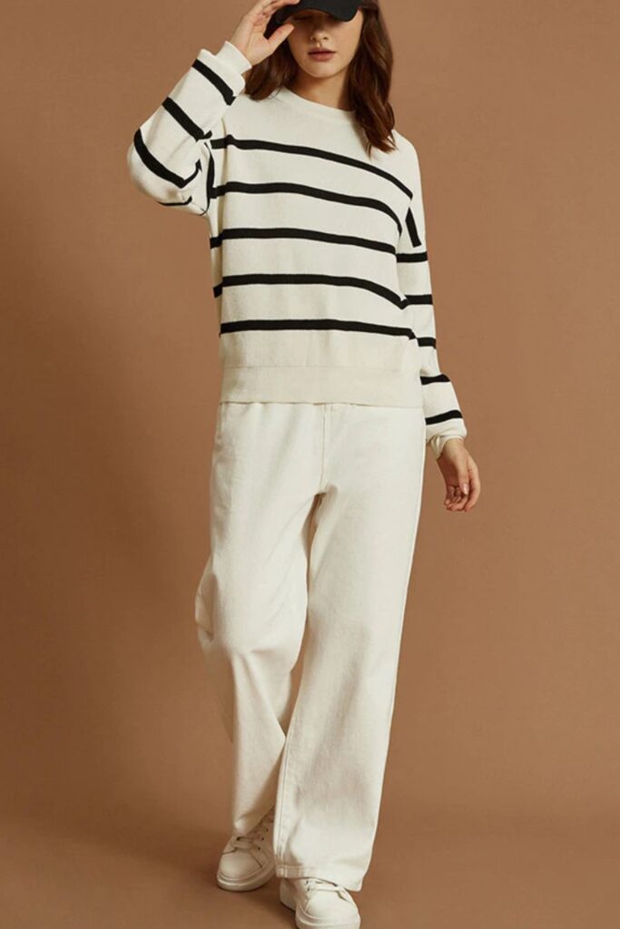 Suéter Listrado Macio Alta Elasticidade