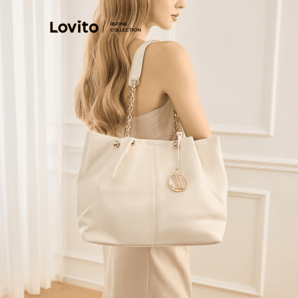 Tote Bag Pequena Bolsa de Ombro Casual Simples Corrente Plissada Decoração Metal Tote Bag Pequena Bolsa de Ombro Casual Simples Corrente Plissada Decoração Metal