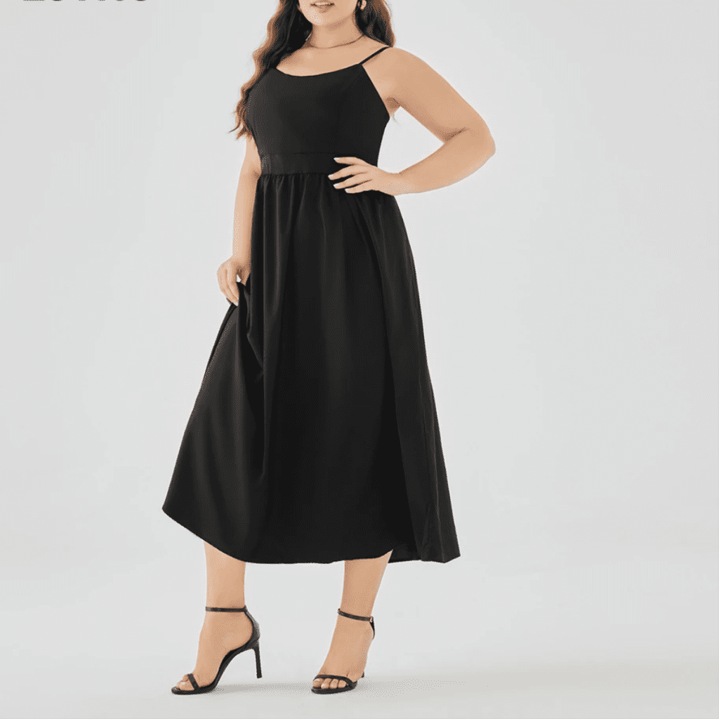 _Vestido Feminino Casual Liso Franzido Vestido Feminino Casual Liso Franzido