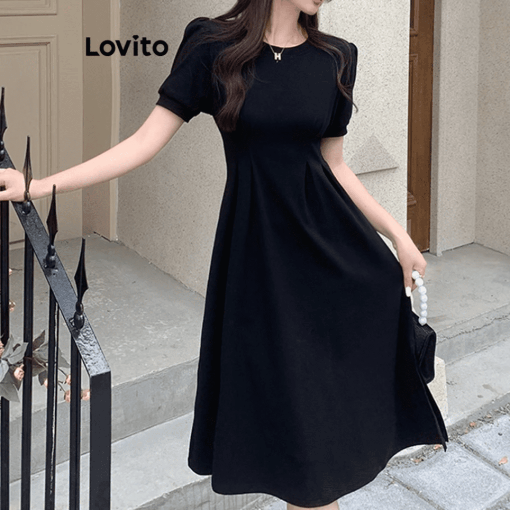 Vestido Feminino Liso Plissado Vestido Feminino Liso Plissado