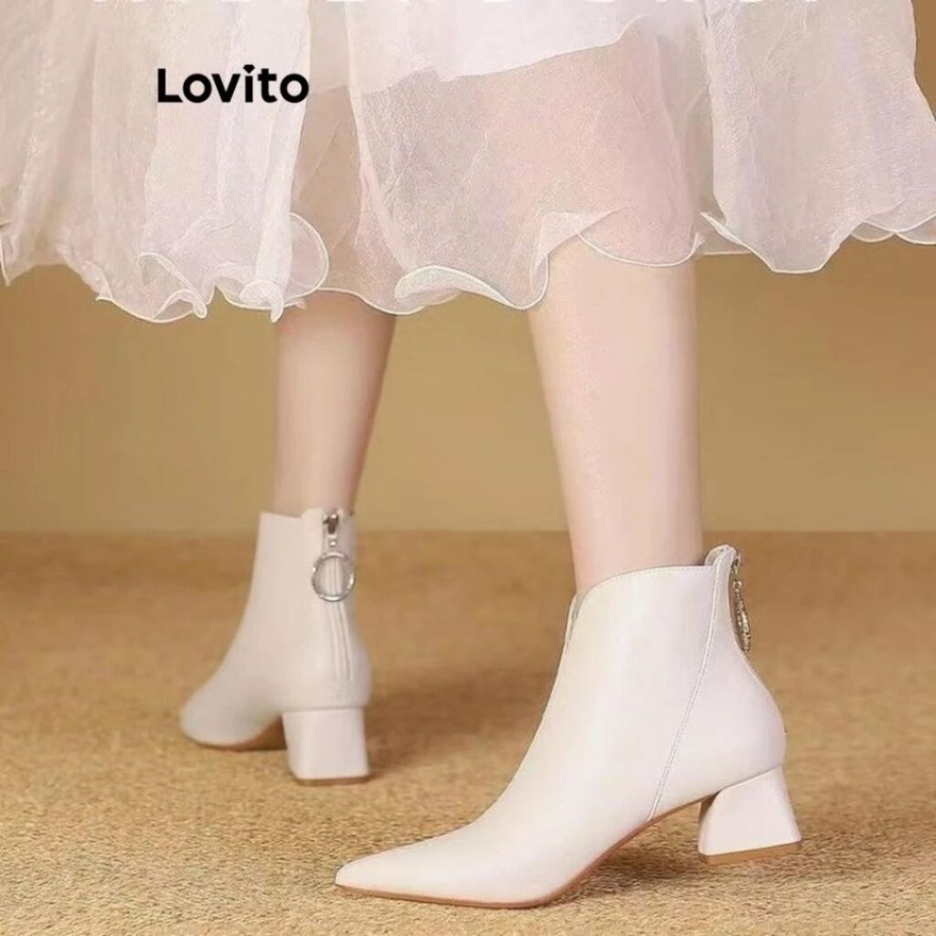 bota  bloco salto macio couro