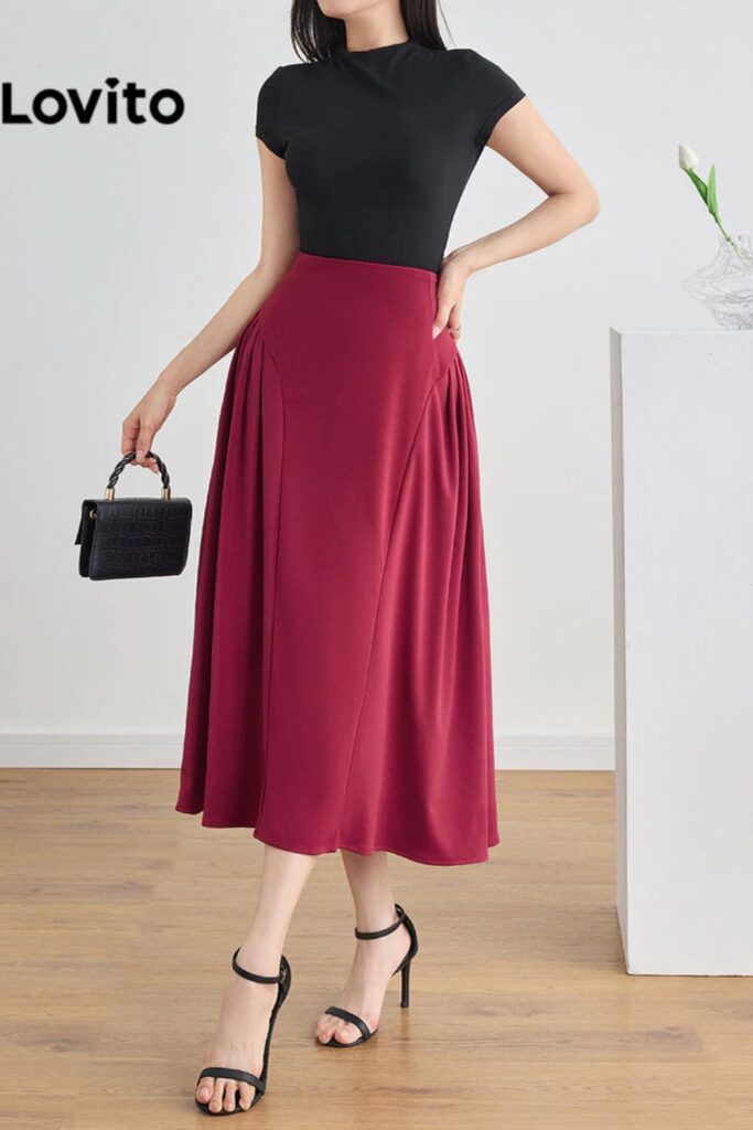 Como combinar vermelho - Saias plissadas elegantes e simples