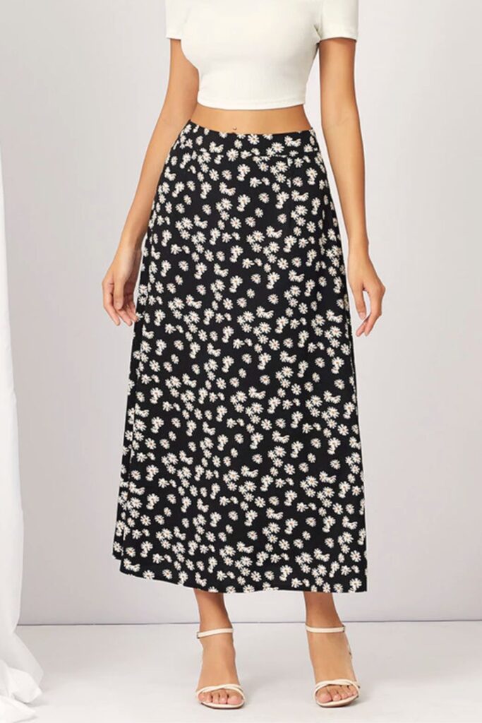 Quais Cores Combinam com Preto - Saia Flared Casual Ditsy Floral Quais Cores Combinam com Preto - Saia Flared Casual Ditsy Floral