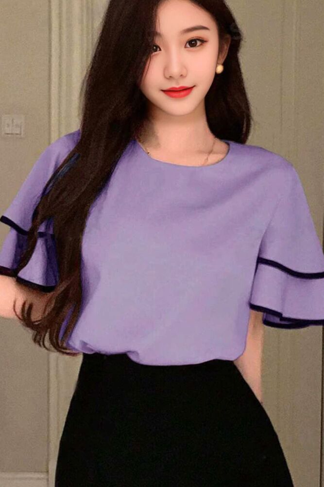 Quais Cores Combinam com Roxo - Blusa elegante lisa de camada