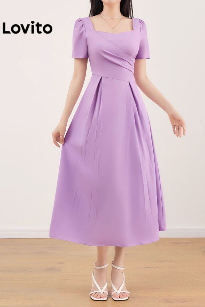 Quais Cores Combinam com Roxo - Vestido elegante liso franzido