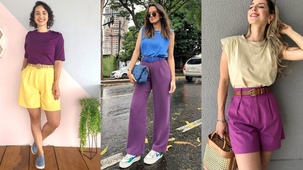 Quais cores combinam com roxo - look roxo casual Quais cores combinam com roxo - look roxo casual