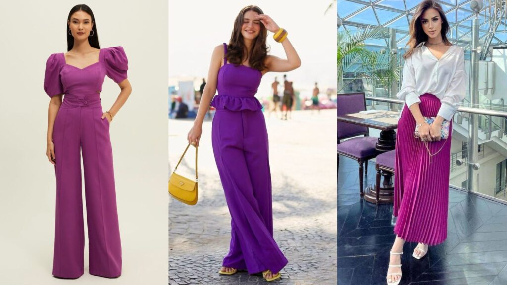 Quais cores combinam com roxo - look roxo elegante Quais cores combinam com roxo - look roxo elegante