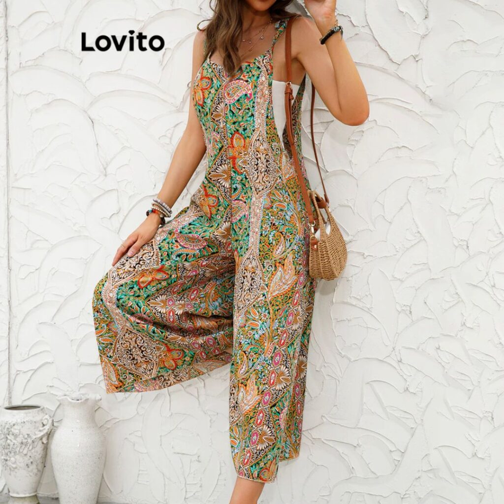 estilo boho chic - Macacão de tecido com estampa tribal boho estilo boho chic - Macacão de tecido com estampa tribal boho