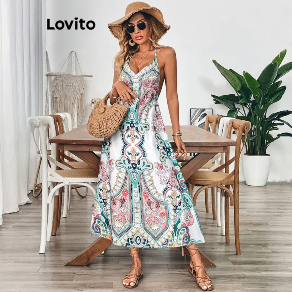 estilo boho chic - Vestido estampado tribal boho estilo boho chic - Vestido estampado tribal boho
