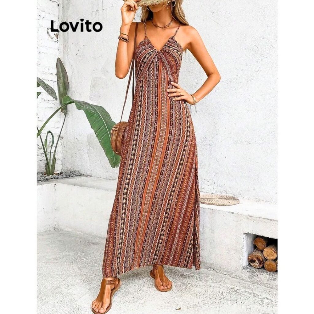 estilo boho chic - Vestido feminino Boho Criss Cross estilo boho chic - Vestido feminino Boho Criss Cross