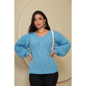 BLUSA FEMININA LUMINAR TRICOT AZUL