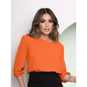 Blusa Feminina Alfaiataria Social Laranja