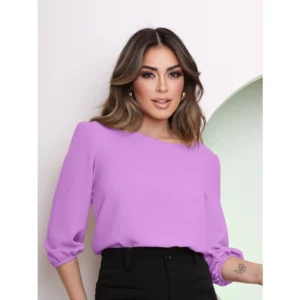 Blusa Feminina Alfaiataria Social Lilás