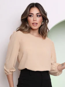 Blusa Feminina Alfaiataria Social Nude