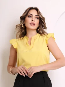 Blusa Feminina Babado Amarela