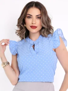Blusa Feminina Poá Azul