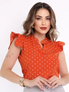 Blusa Feminina Poá Laranja