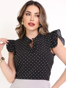 Blusa Feminina Poá Preta