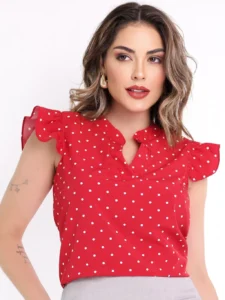 Blusa Feminina Poá Vermelha