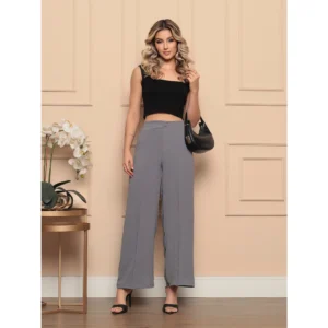 Calça Alfaiataria Pantalona Cinza