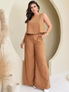 Conjunto Alfaiataria Social Caramelo