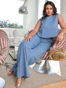 Conjunto Alfaiataria Social Azul Jeans