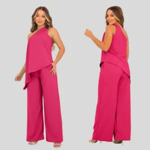 Conjunto Nula Manga Caimento Assimétrico Pink