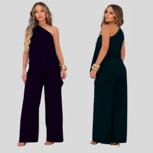 Conjunto Nula Manga Caimento Assimétrico Preto