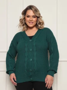 SUÉTER FEMININO PLUS SIZE VERDE ESCURO