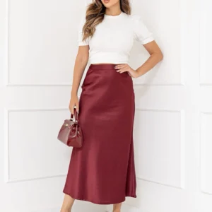 Saia Elegante de Cetim Vinho